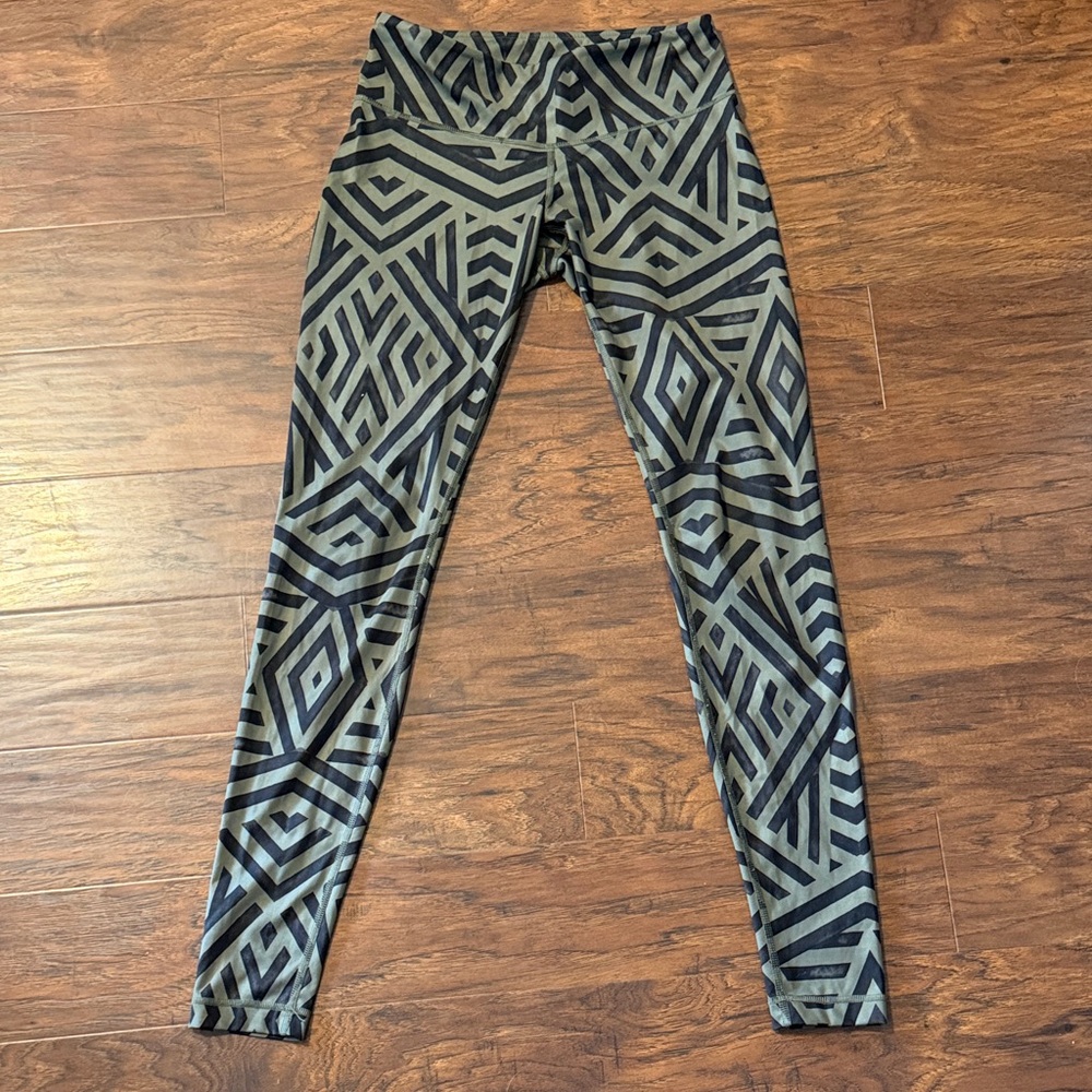 lululemon athletica Geometric Black and Green Leggings